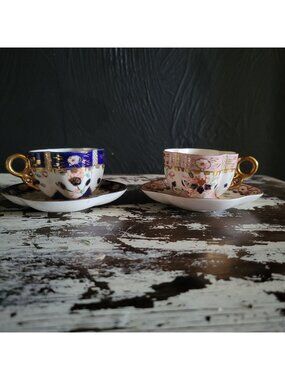 Pair Of Vintage Hokutosha Occupied Japan Miniature Cups and Saucers